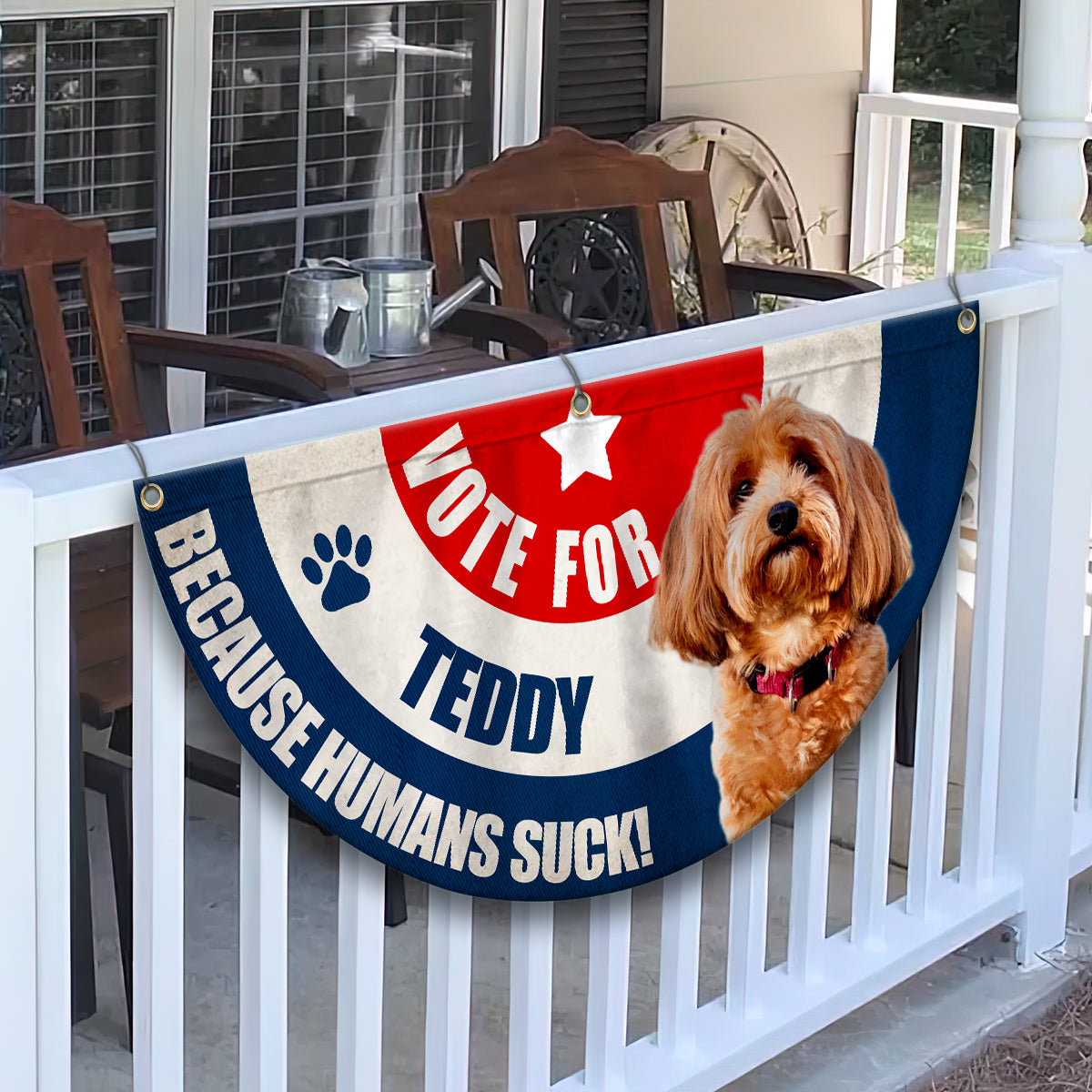 Stimme für mein Fellbaby ab! Jedes Foto - Personalisierte Hunde-Faltfahne