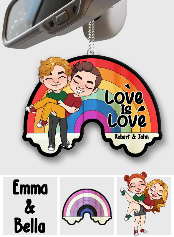 Love Is Love - Personalized LGBT Support Transparent Car Ornament
