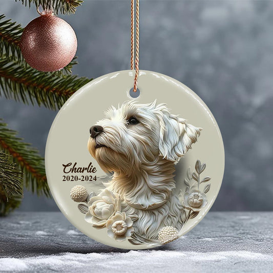 En souvenir de votre chien - Ornement rond en céramique personnalisé -