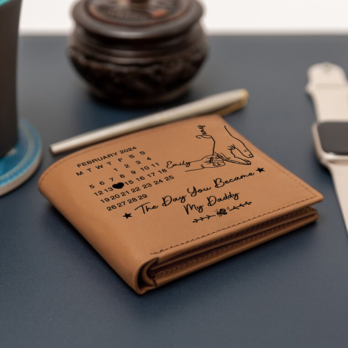 The Day You Became My Daddy - Personalized Father Leather Wallet
