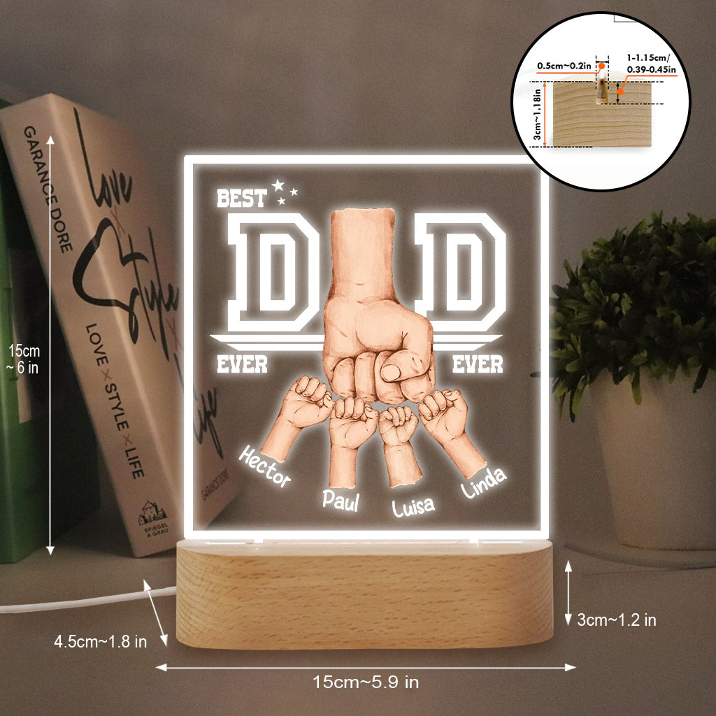 Best Dad Ever Fist Bump - Personalized Father Shaped Plaque Light Base