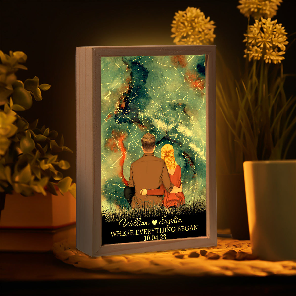 Where Everything Began - Personalized Couple Picture Frame Light Box