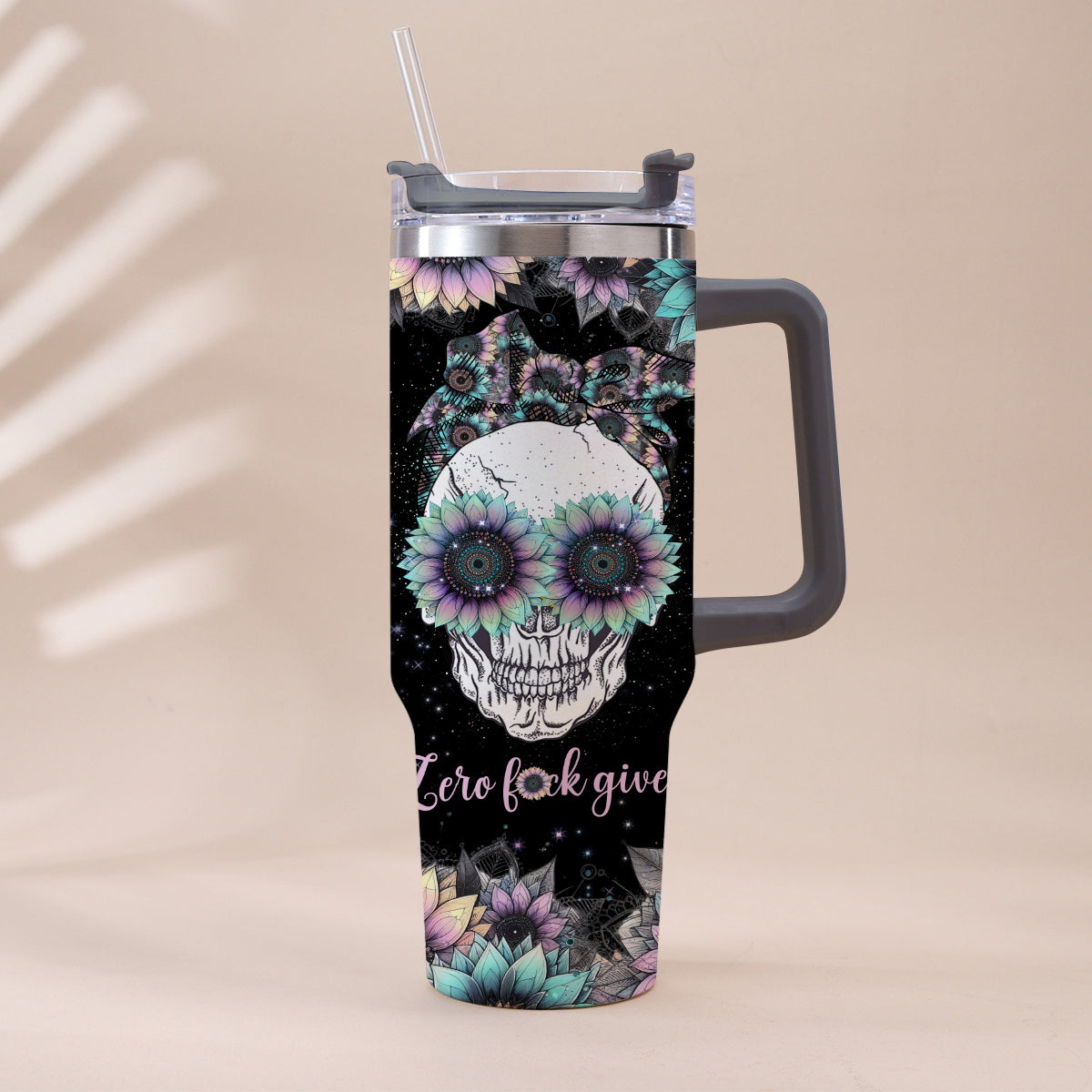 You Are My Sunshine - Personalized Skull Tumbler With Handle