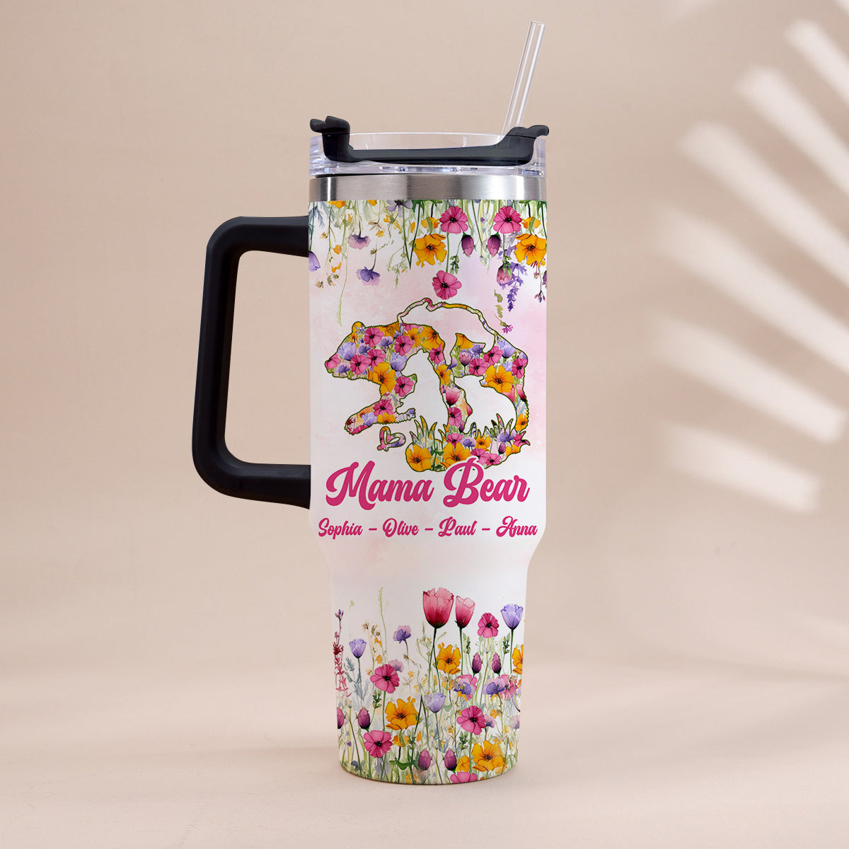 Mama Bear - Personalized Mother Tumbler With Handle