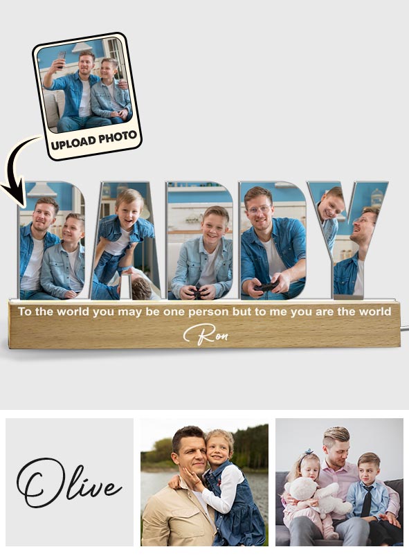 Dad Photo Collage - Personalized Father Custom LED Night Light