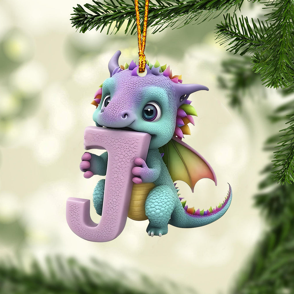 Ornement lettre dragon mignon - Ornement dragon personnalisé