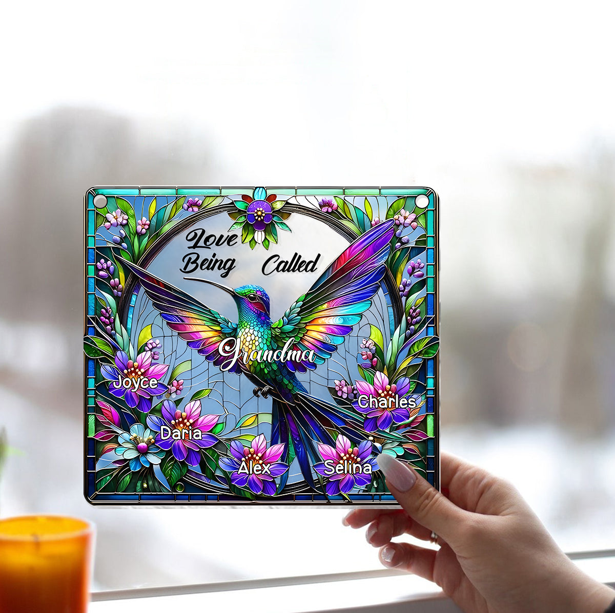 Ich liebe es, Oma Kolibri genannt zu werden – Personalisierter Oma-Fensterhänger-Sonnenfänger
