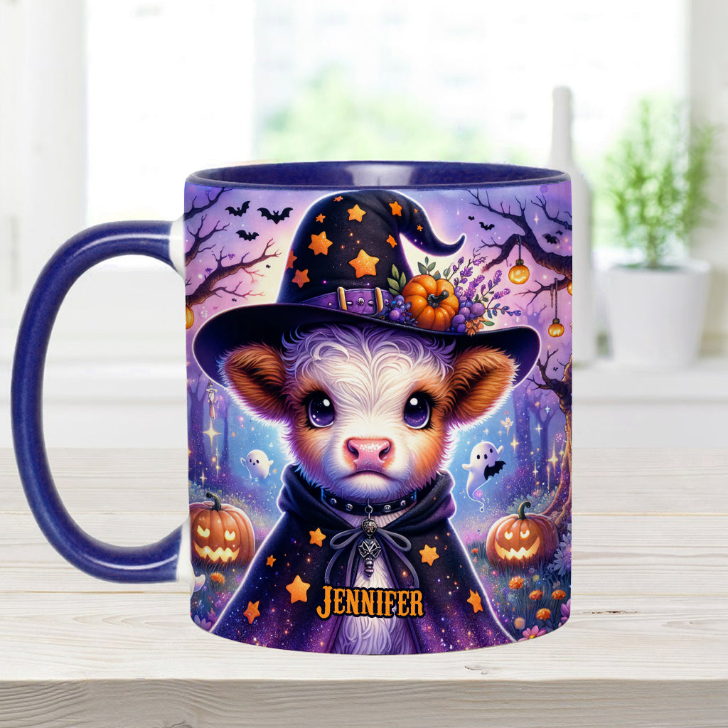 Baby Highland Cow Witch Halloween - Personalized Accent Mug