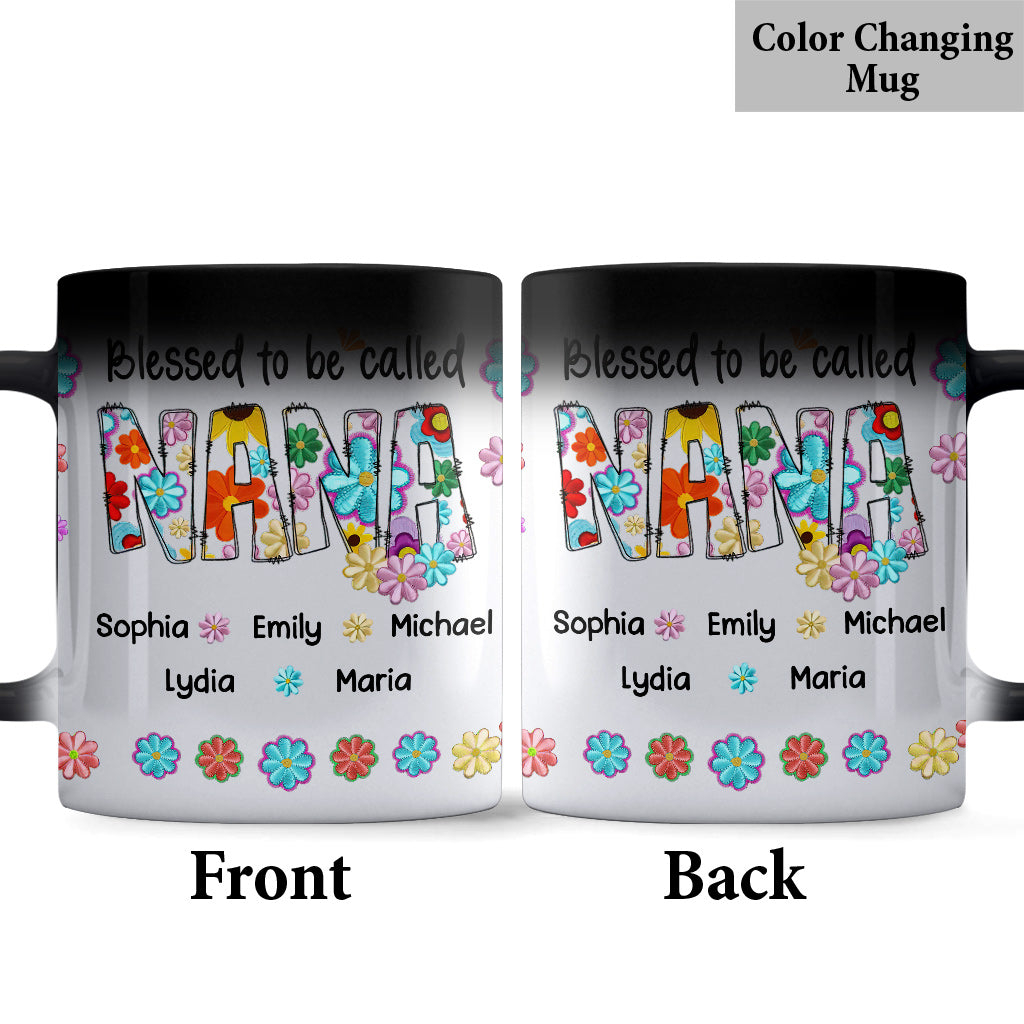 Blessed To Be Called Nana Floral Style - Personalized Grandma Mug