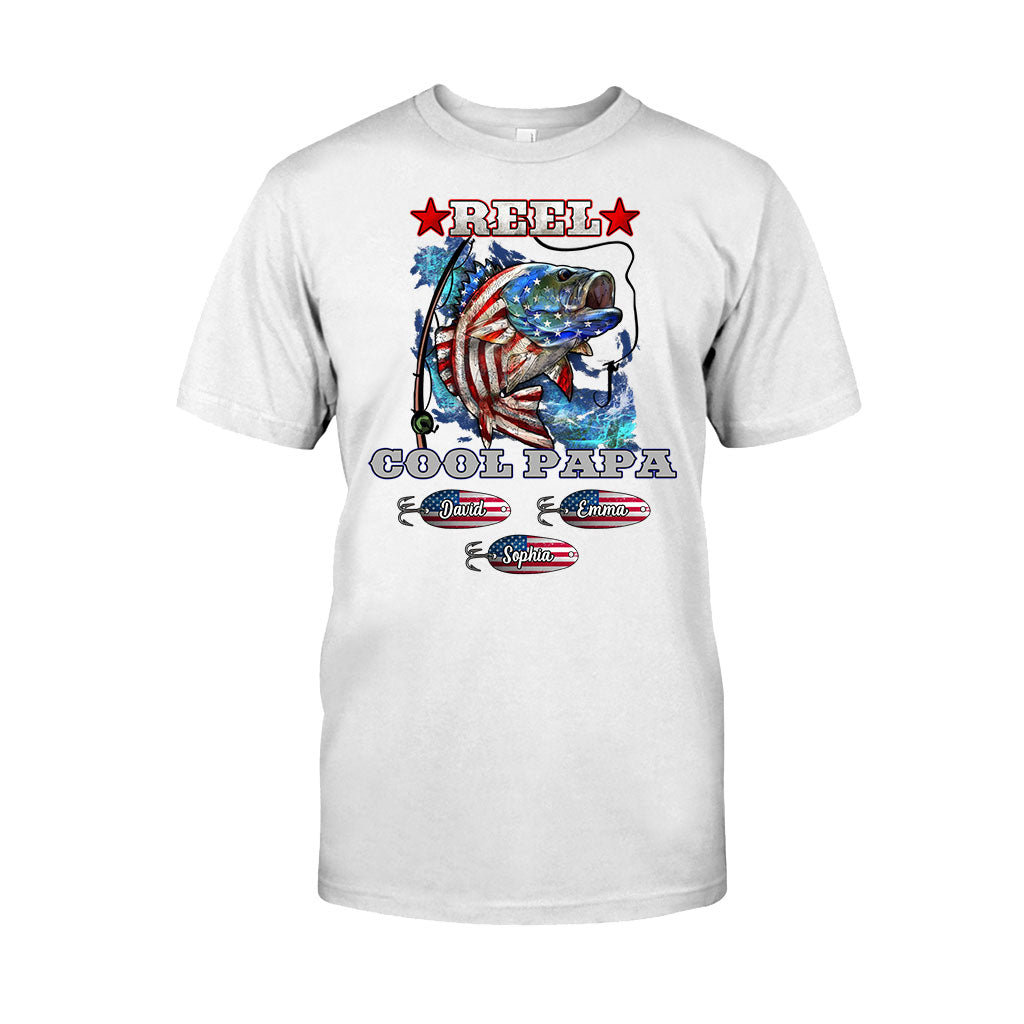 Reel Cool Papa Dad Uncle - Personalisiertes Angel-T-Shirt und Hoodie