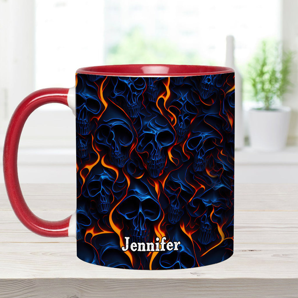 Flame Fire Skull - Personalized Skull Accent Mug