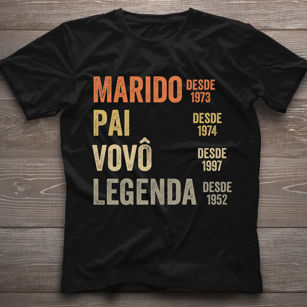 Marido Pai Vovô Legenda Desde – Personalisiertes Opa-T-Shirt und Kapuzenpullover