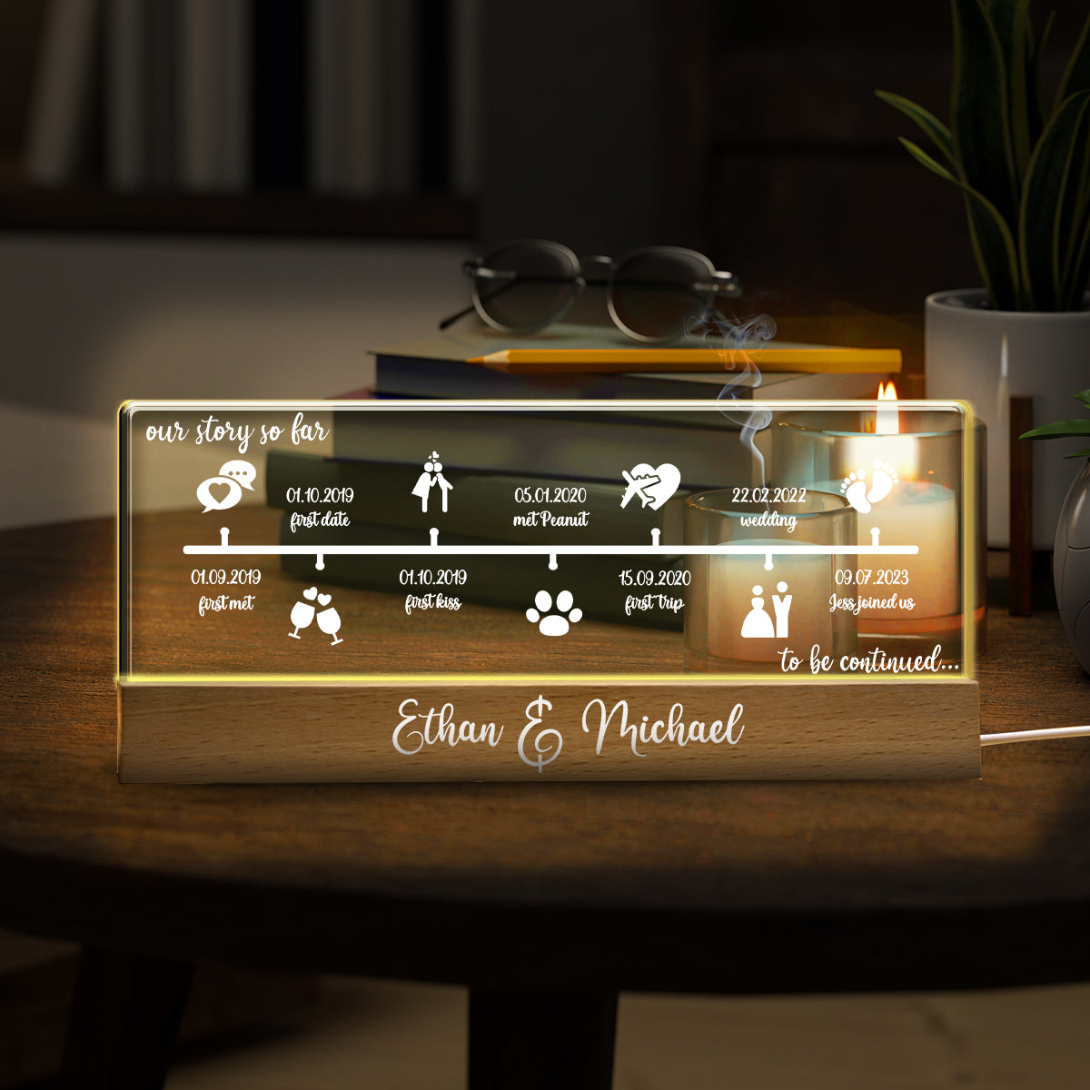 Our Story So Far - Personalized Couple Custom LED Night Light