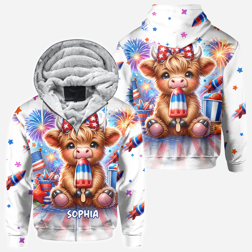 4th Of July Highland Cow - Personalized All Over Shirt
