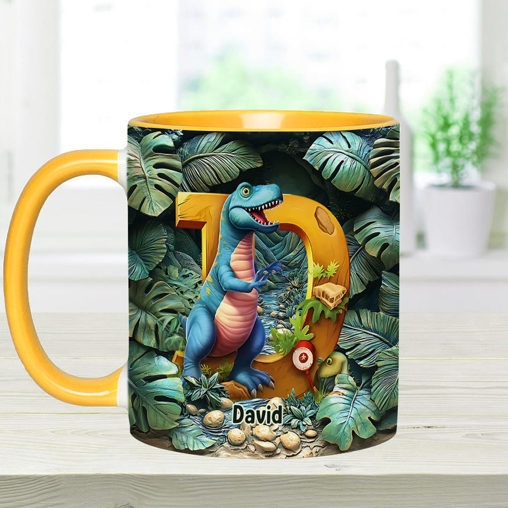 Mug personnalisé pour enfant avec lettre dinosaure