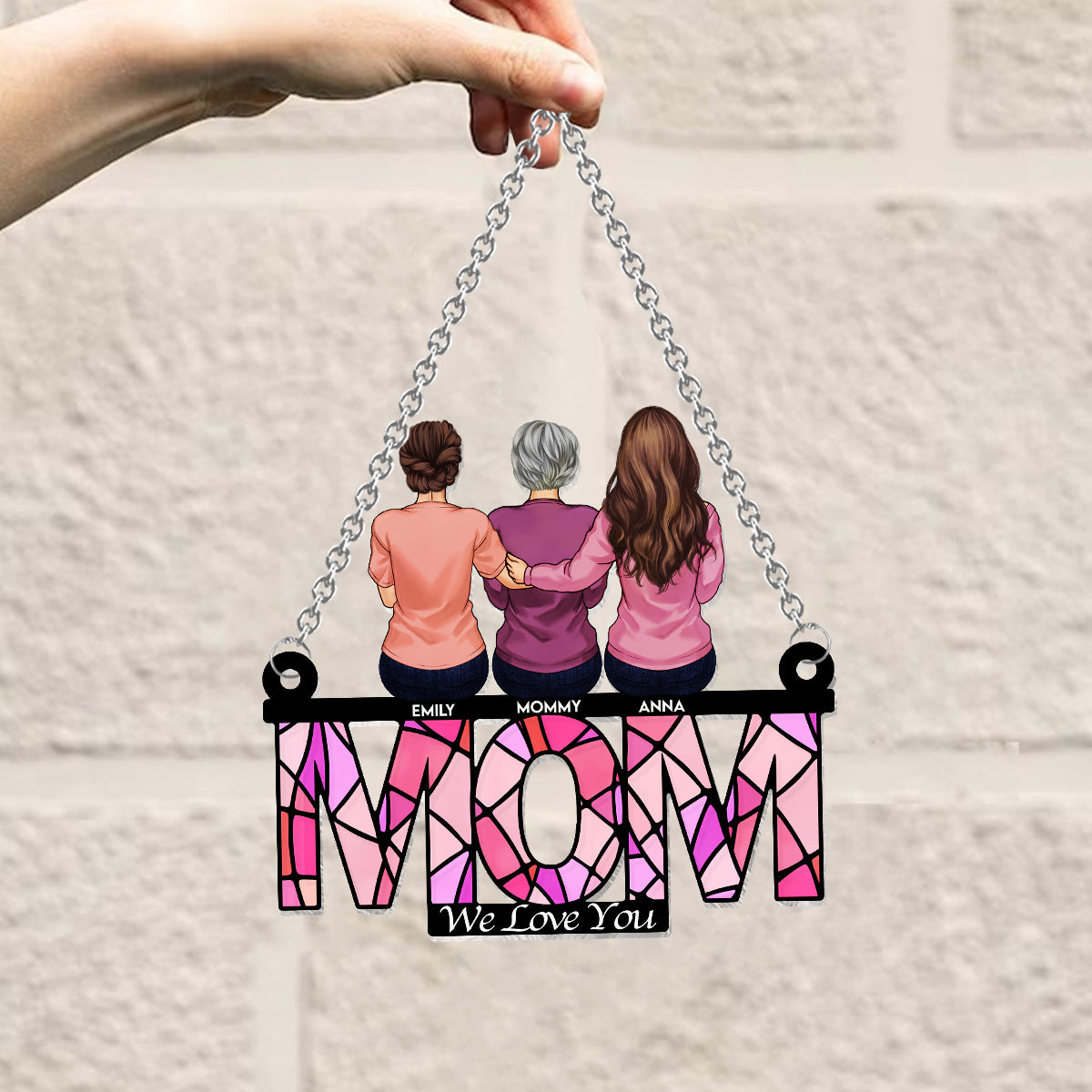 Mom We Love You - Personalized Mother Window Hanging Suncatcher Ornament
