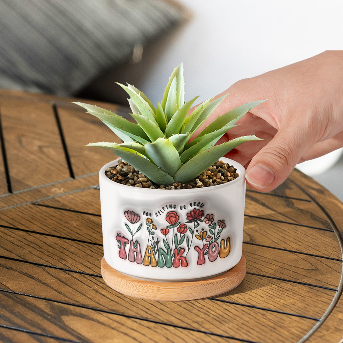 Vielen Dank für Ihre Unterstützung beim Wachstum – personalisierter Keramik-Blumentopf für Lehrer