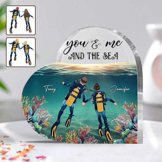 Toi, moi et la mer - Plaque acrylique personnalisée sur le thème de la plongée sous-marine