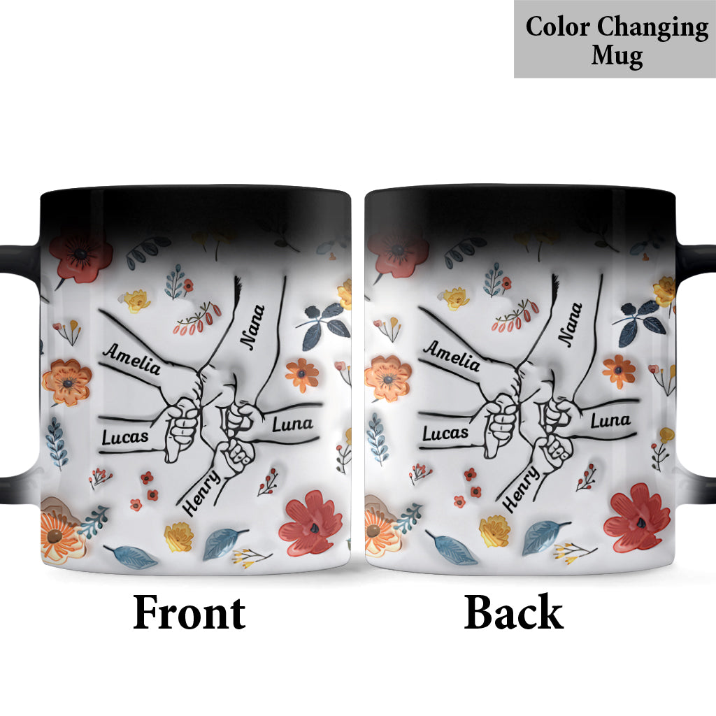 Floral Inflated Hands Holding - Personalized Grandma Mug