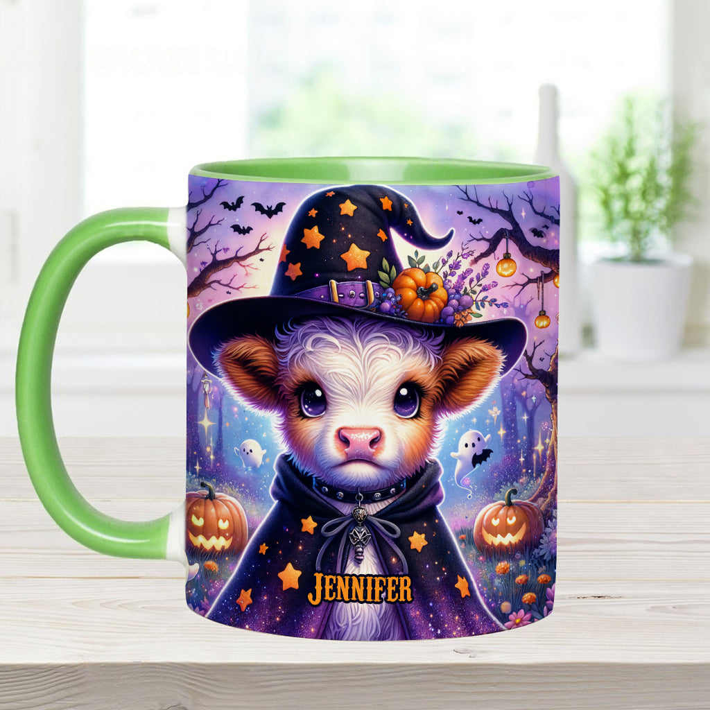 Baby Highland Cow Witch Halloween - Personalized Accent Mug