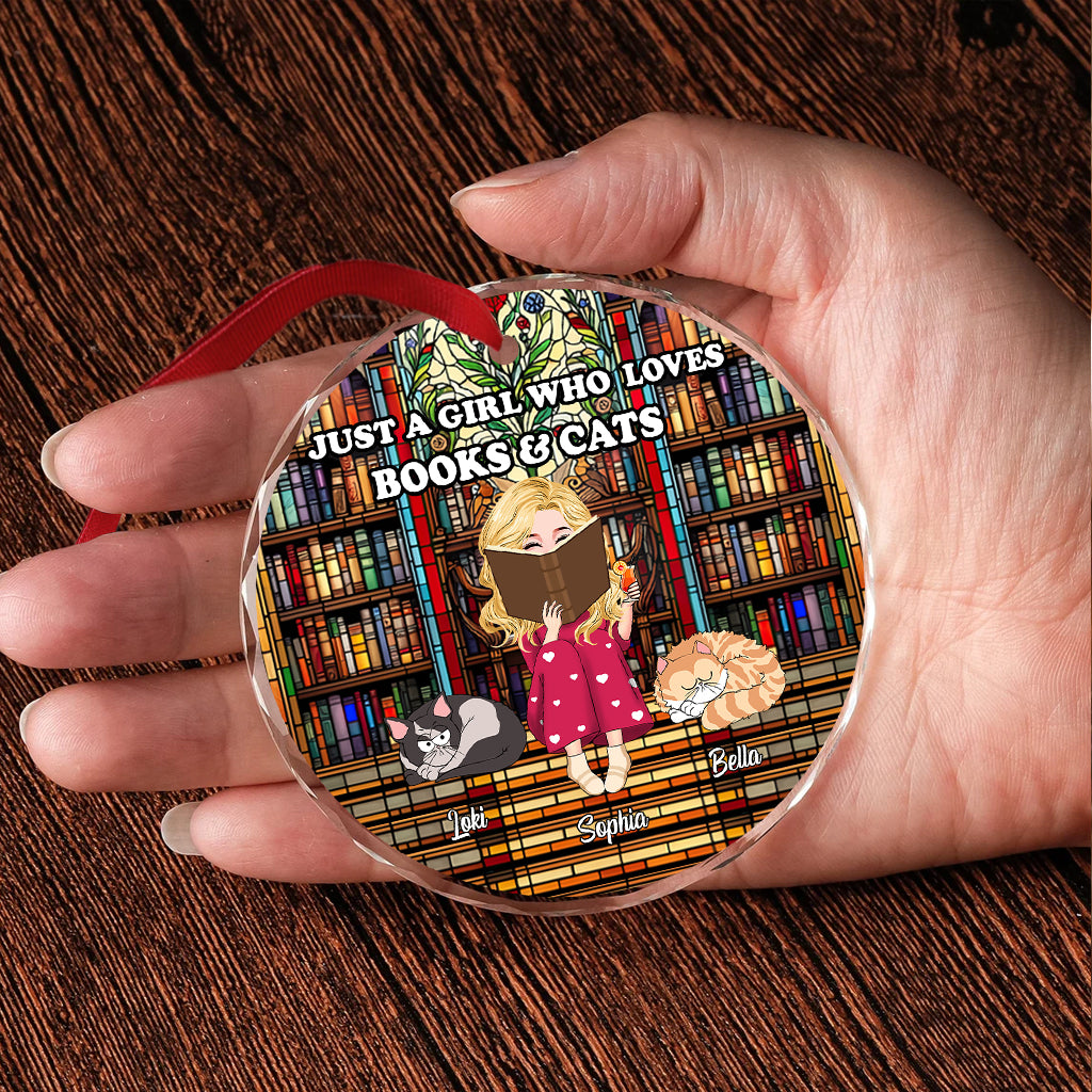 Juste une fille qui aime les livres - Ornement en verre rond en forme de livre personnalisé