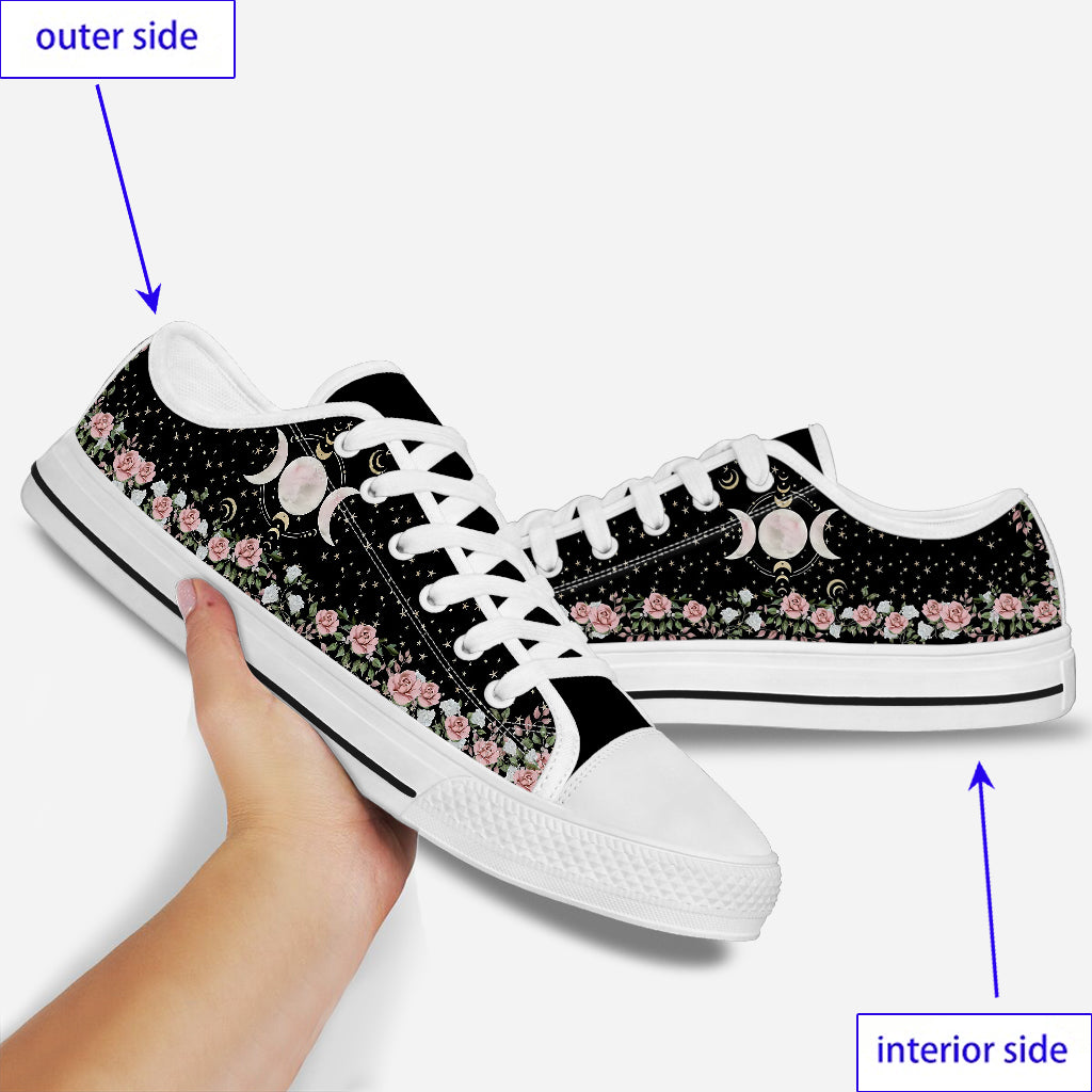 Floral Wicca Pattern - Witch Low Top Shoes