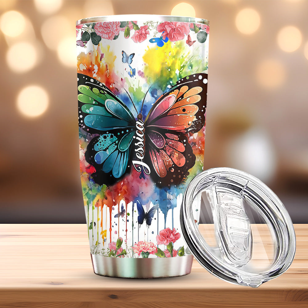 Gobelet papillon personnalisé, version aquarelle colorée