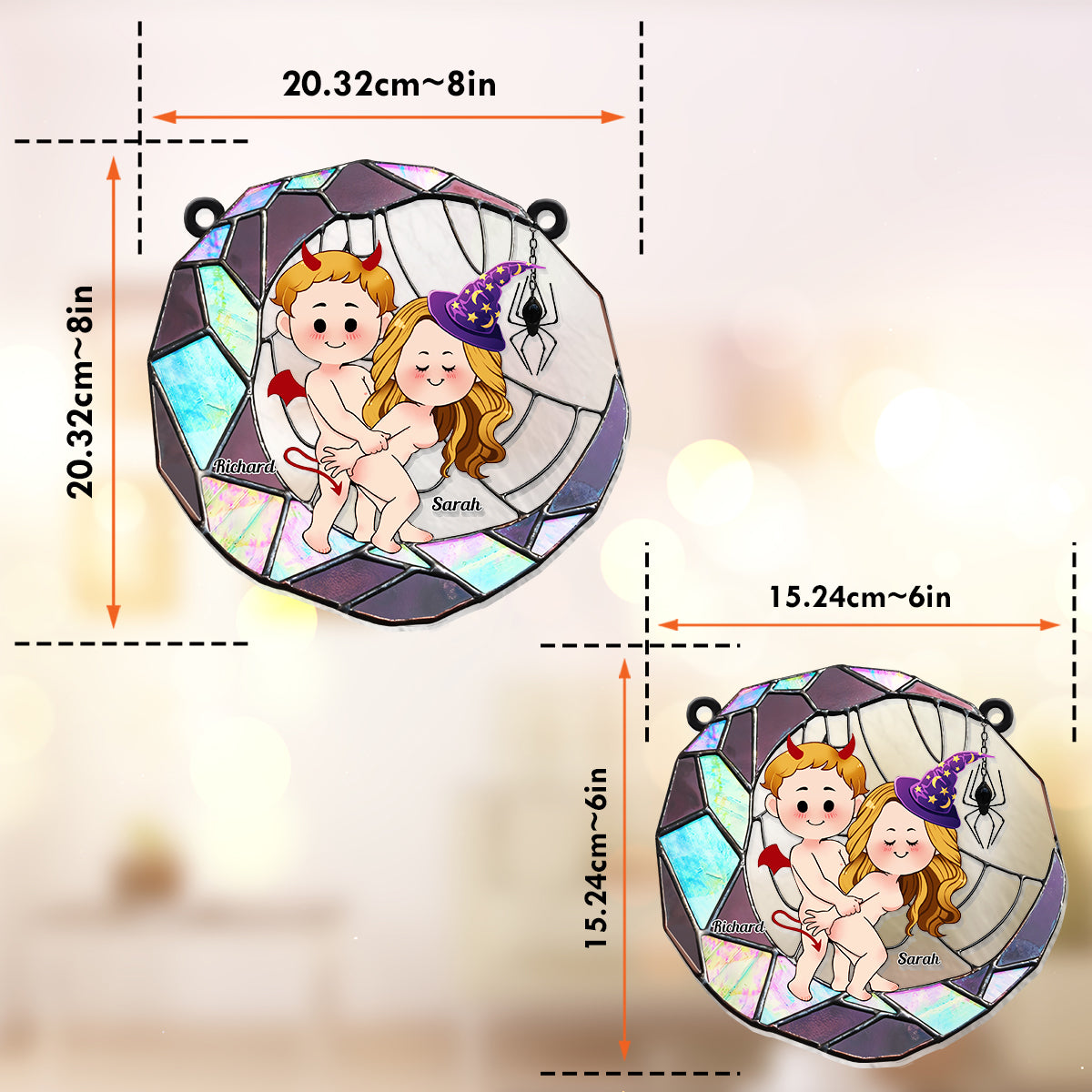 Love You To The Moon - Personalized Couple Window Hanging Suncatcher Ornament