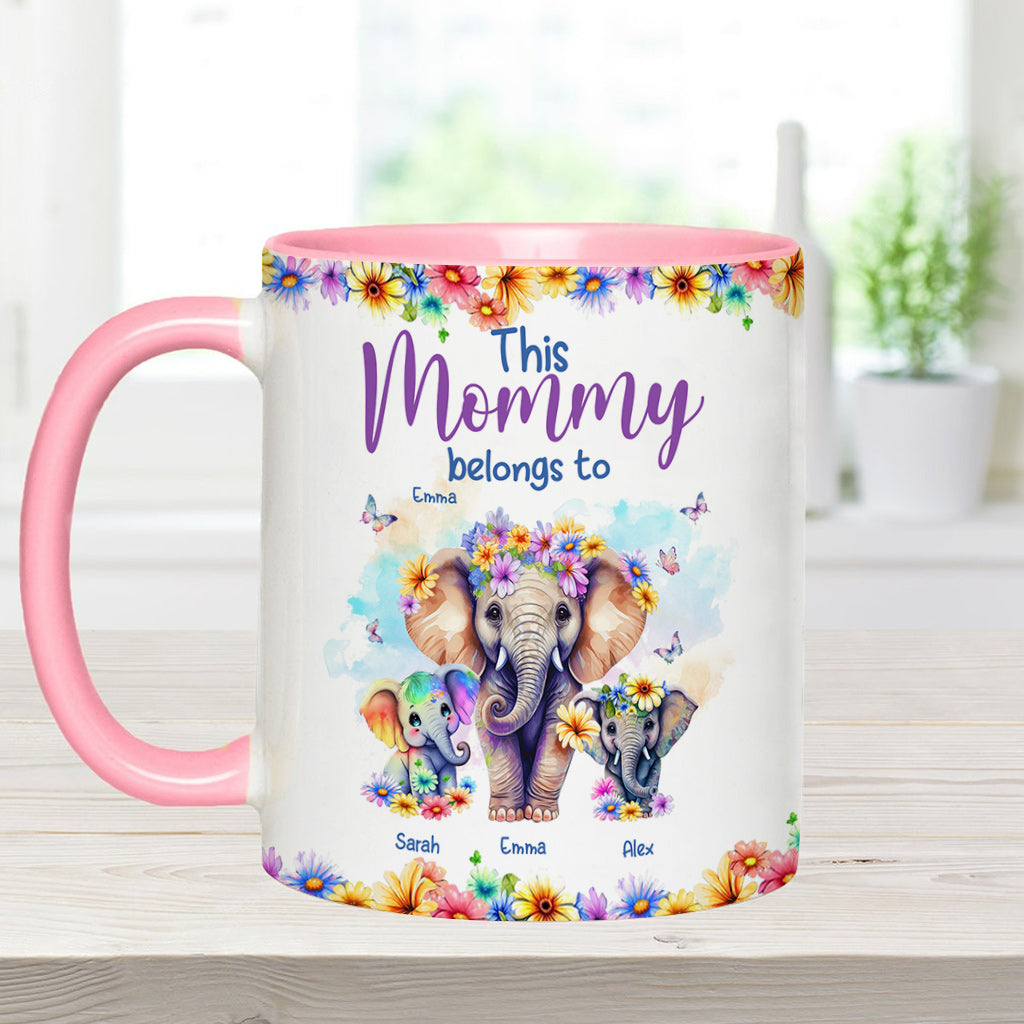 Elephants This Mommy Belongs To - Personalized Mother Accent Mug