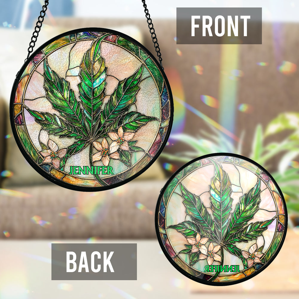 High Times – Personalisierter Cannabis-Sonnenfänger aus Buntglas