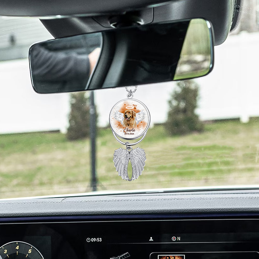 Tu as été emporté(e) sur des ailes d'ange - Ornement personnalisé en forme d'ailes de chien