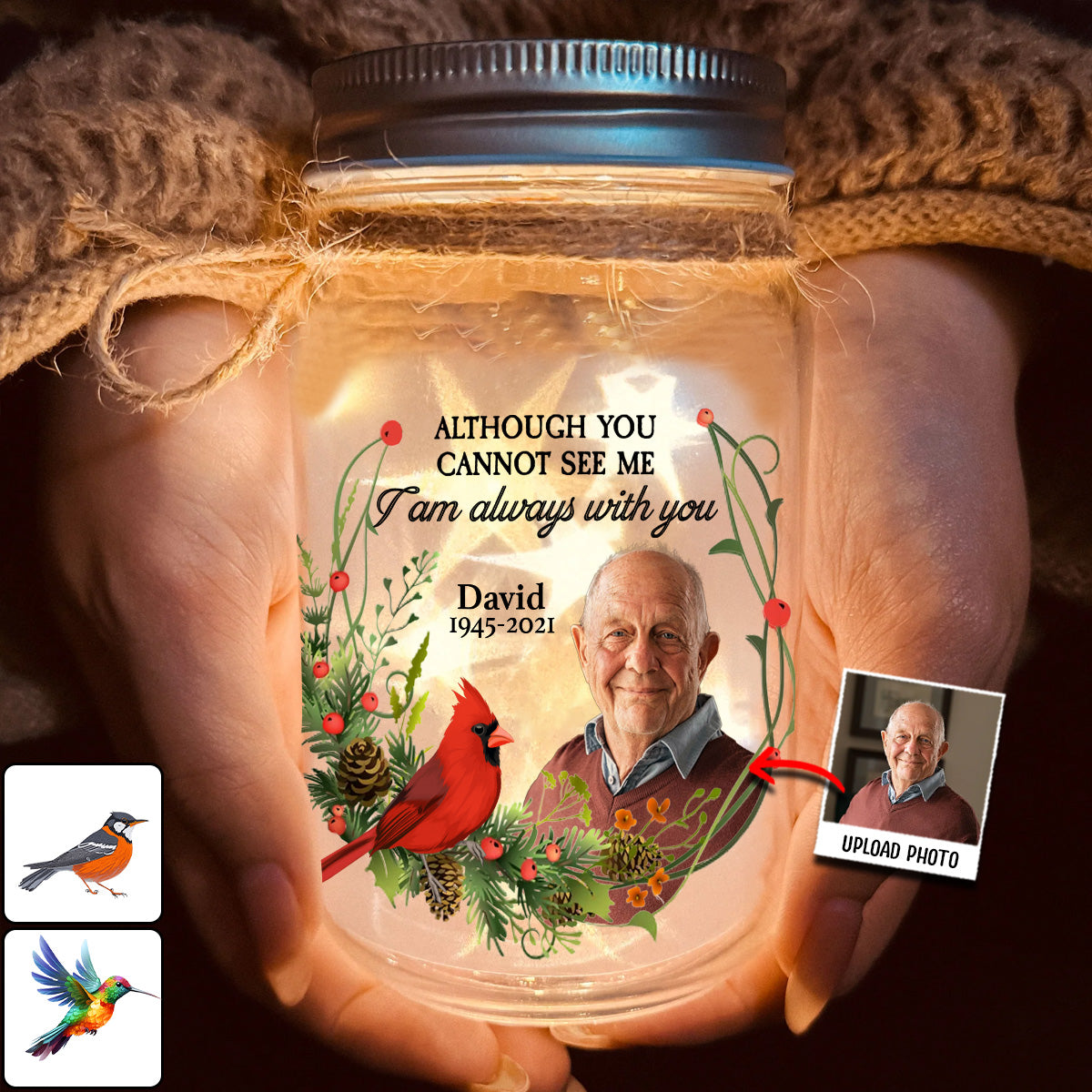 I'm Always With You - Personalized Memorial Mason Jar Light