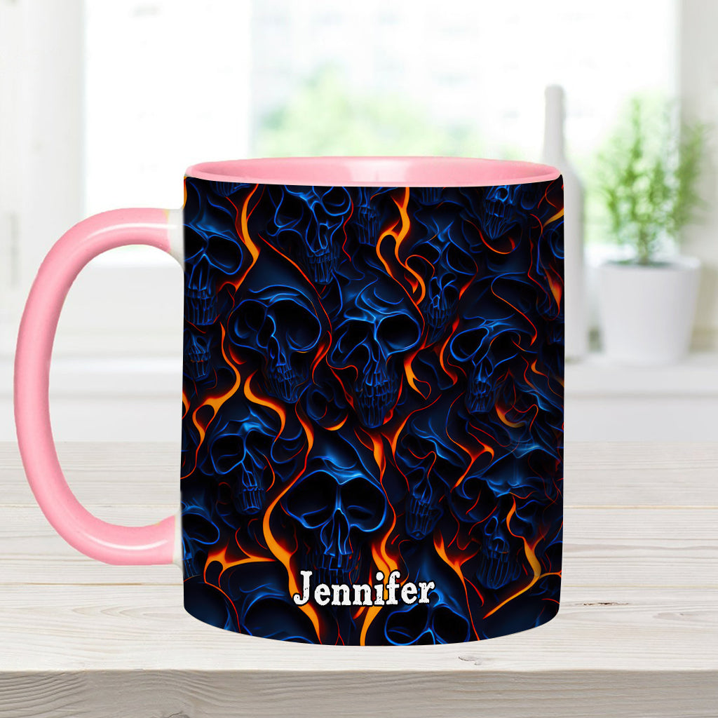 Flame Fire Skull - Personalized Skull Accent Mug
