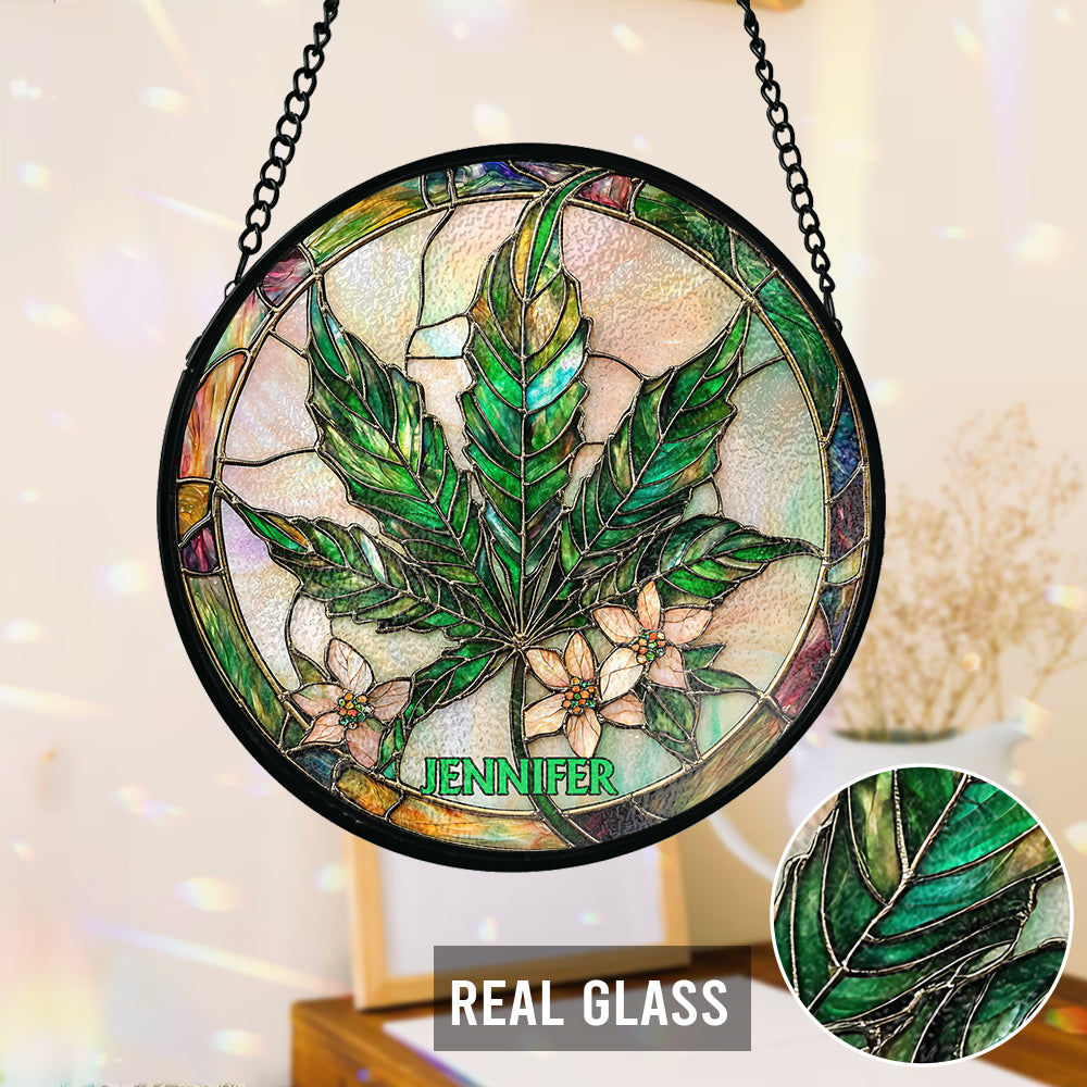 High Times – Personalisierter Cannabis-Sonnenfänger aus Buntglas