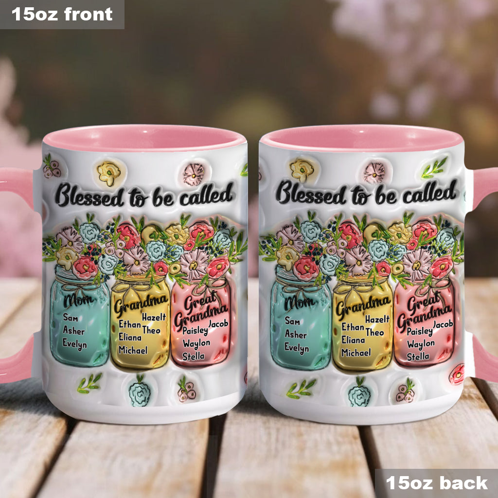 Blessed To Be Called - Personalized Grandma Accent Mug