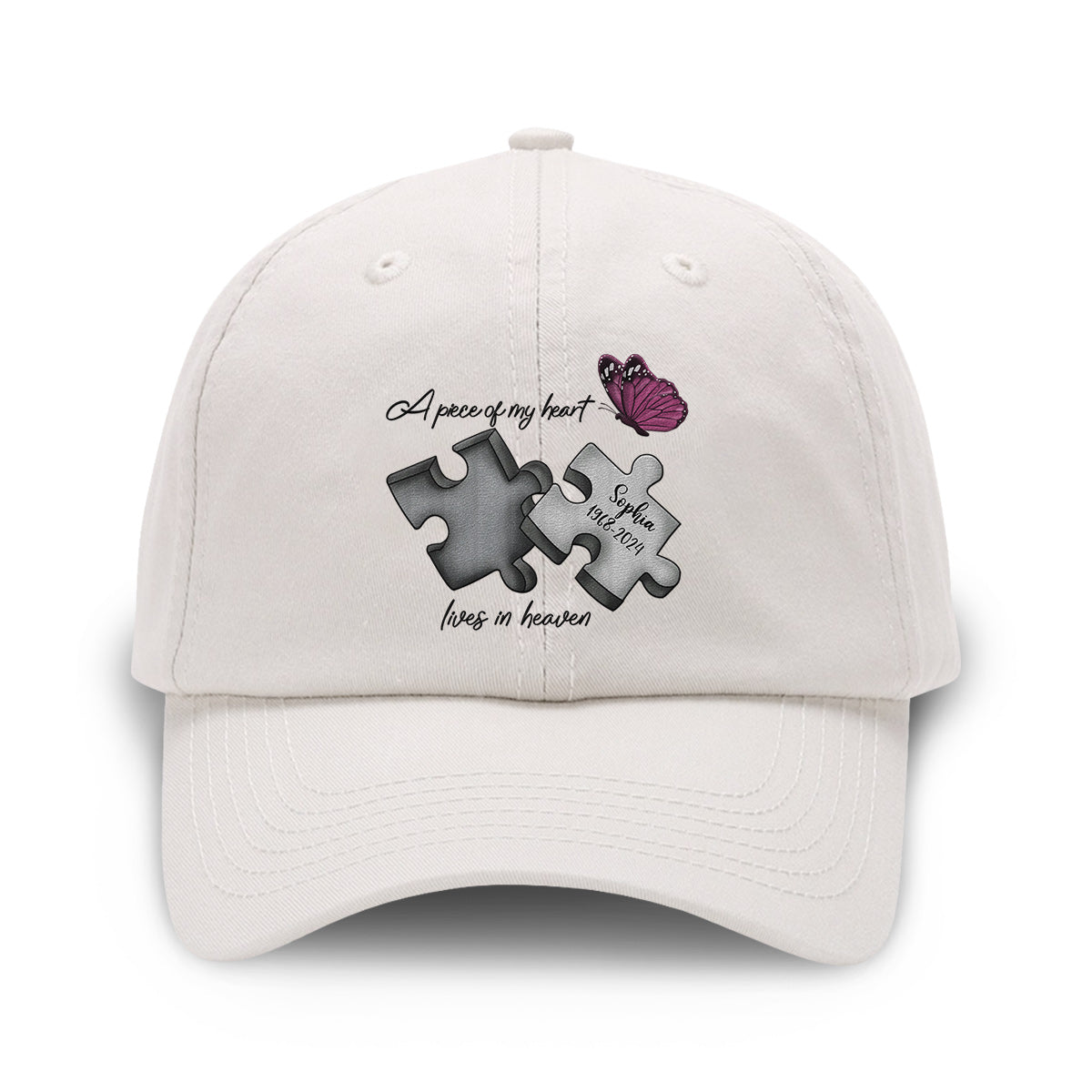 Memorial Butterfly Dragonfly Heaven Feather - Personalized Memorial Embroidered Classic Cap