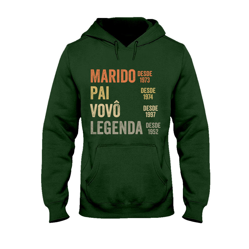 Marido Pai Vovô Legenda Desde – Personalisiertes Opa-T-Shirt und Kapuzenpullover