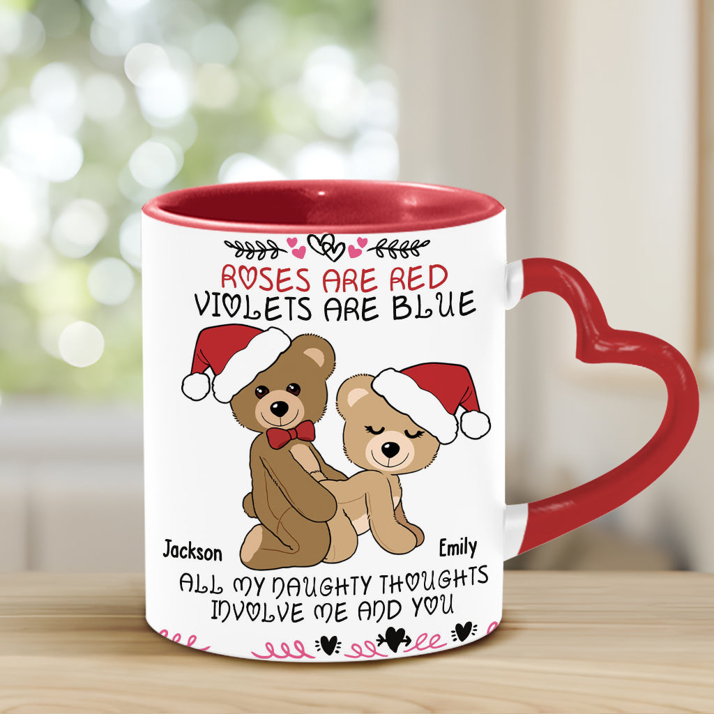 Roses Are Red - Personalized Couple Heart Handle Mug