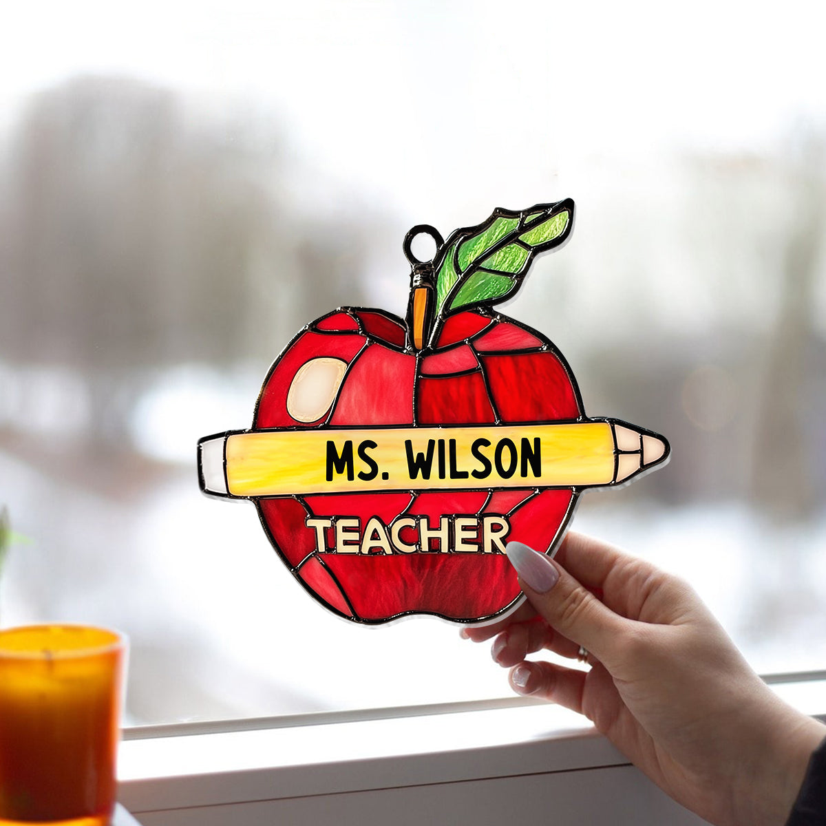 Liebe zum Lehrerberuf – Personalisierter Fensterhänger für Lehrer 