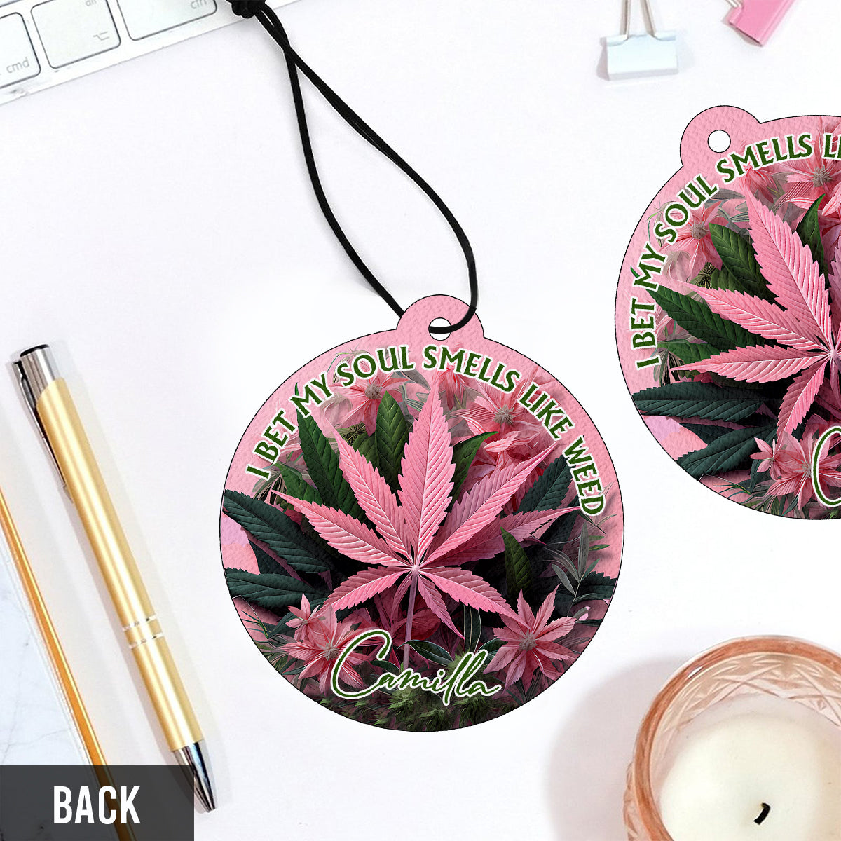 Je parie que mon âme sent le 420 - Désodorisant d'ambiance personnalisé en forme de cercle de cannabis