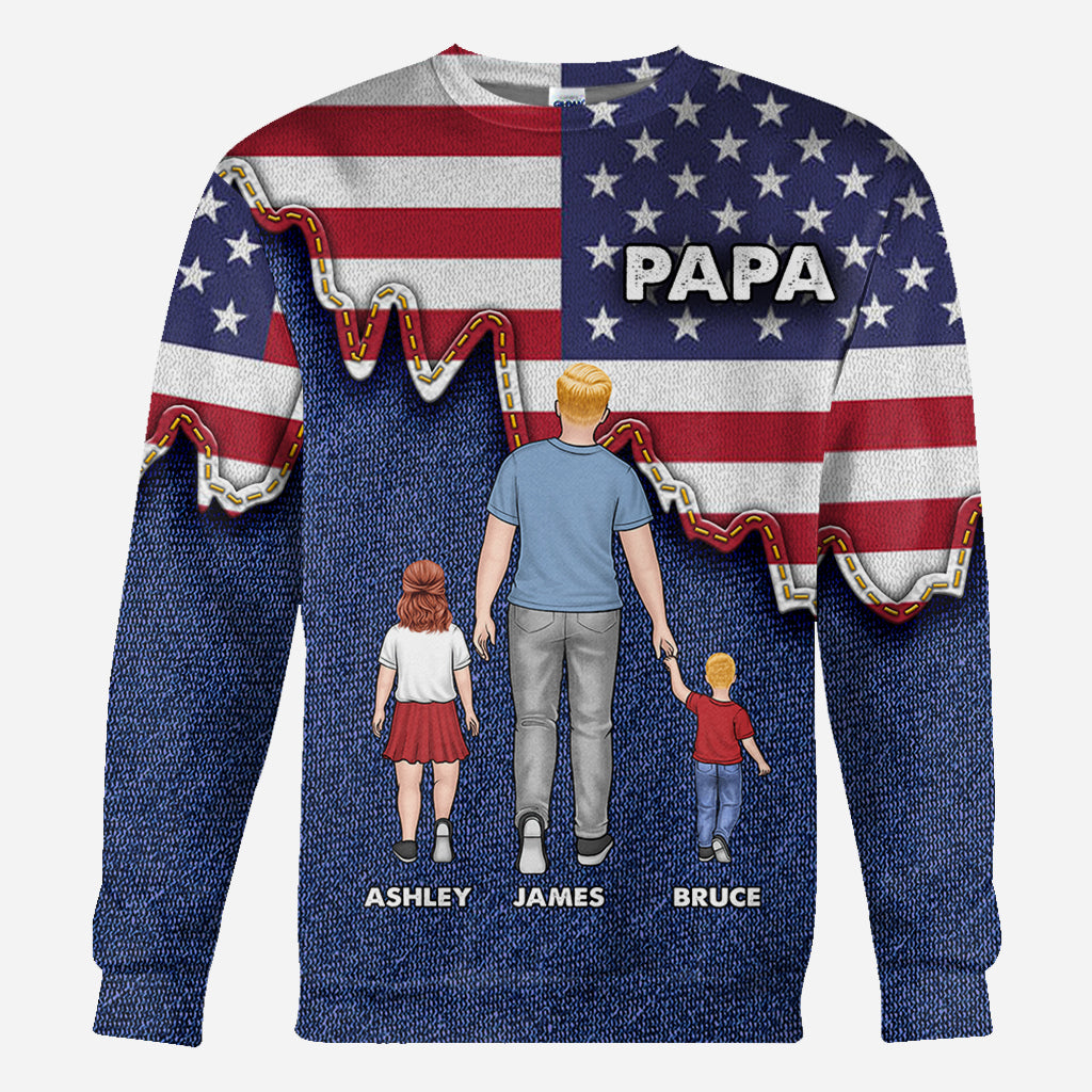 Papa American Flag - Personalized Grandpa All Over Shirt