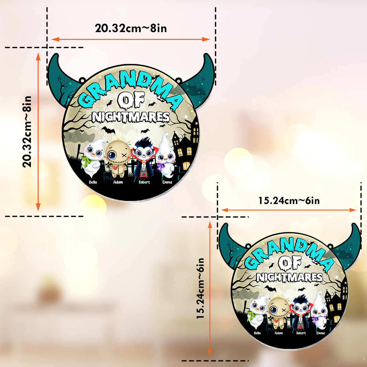 Grandma Of Little Nightmares - Personalized Grandma Window Hanging Suncatcher Ornament