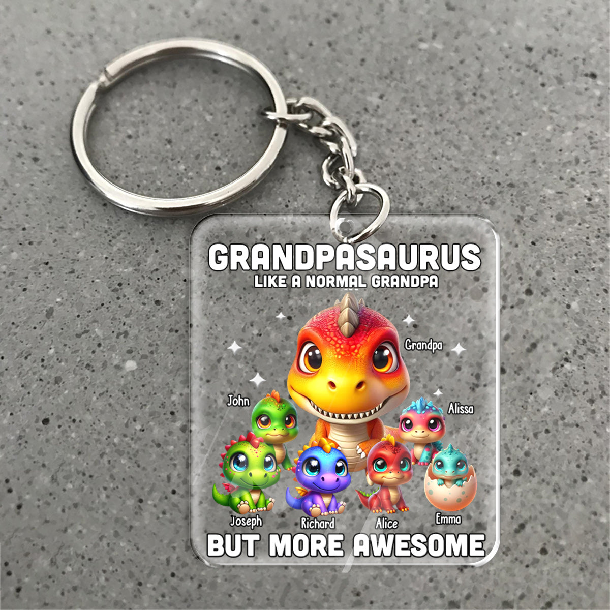 Daddysaurus Grandpasaurus 3D Dinosaurs - Personalized Father Keychain