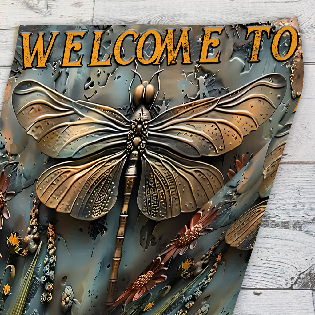 Wunderschöne Libelle – personalisierte Gartenflagge