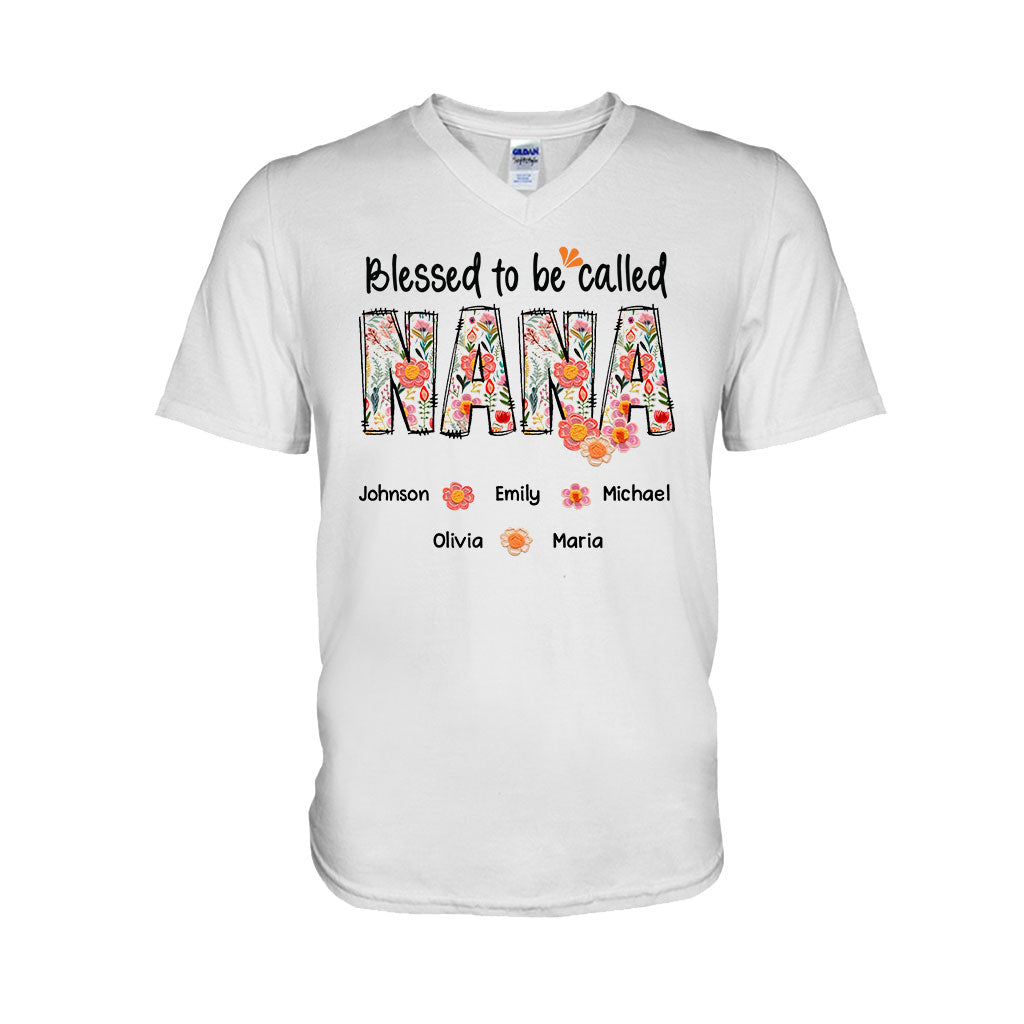 Blessed To Be Called Nana Floral Style - Personalized Grandma T-shirt And Hoodie