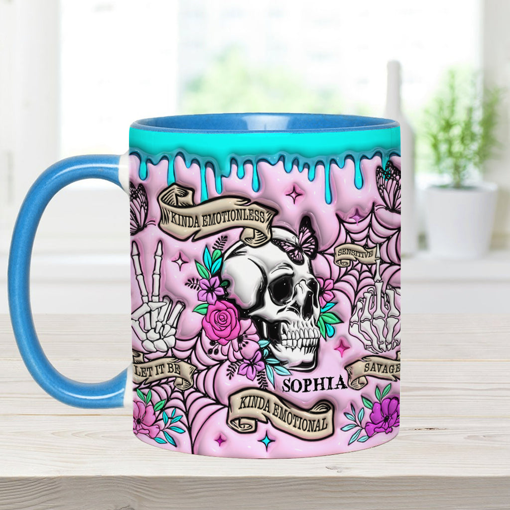 Kinda Emotional - Personalized Skull Accent Mug