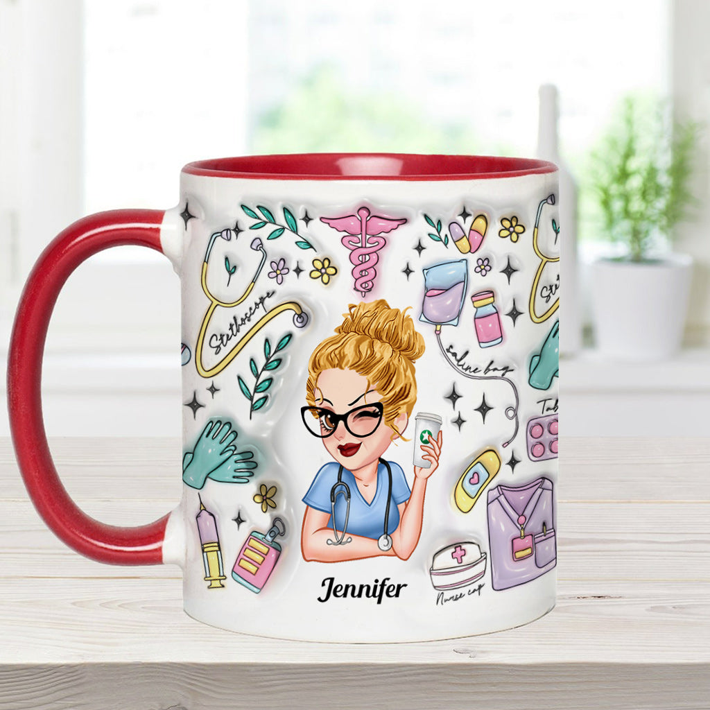 Doing Nurse Stuff - Personalized Nurse Accent Mug