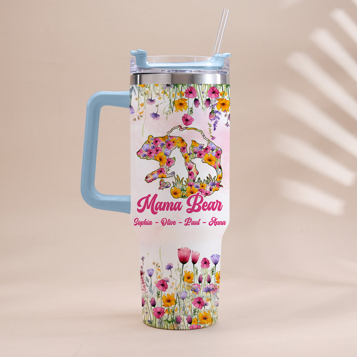 Mama Bear - Personalized Mother Tumbler With Handle