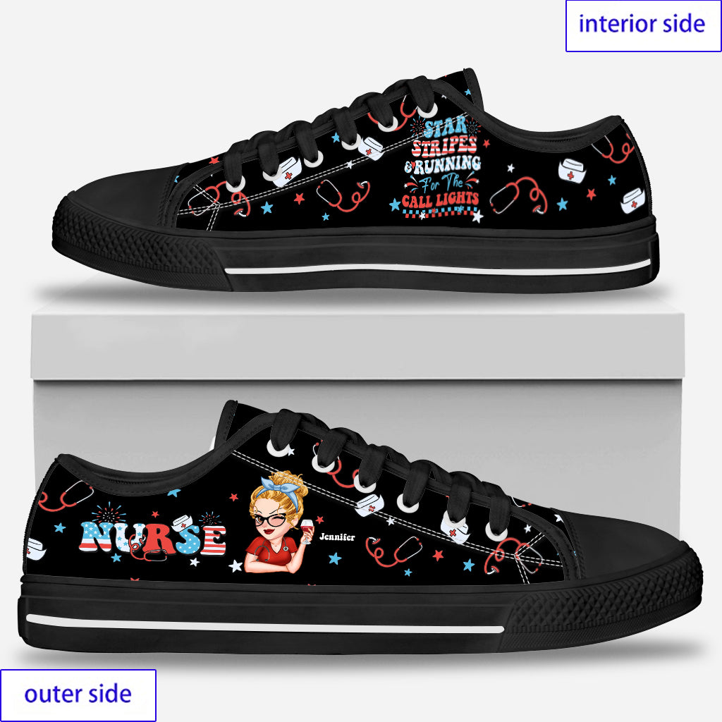 Nurse Life 4th Of July - Personalized Nurse Low Top Shoes