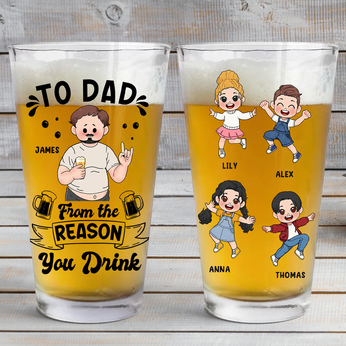 To Dad From The Reason You Drink - Personalized Father Beer Glass